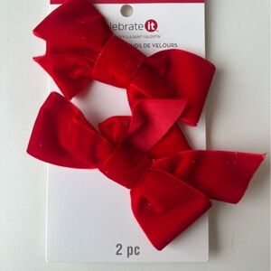Celebrate It Red Hair Bows Pack Of 2/2 Piece Set Each Valentine Day Holiday Clip